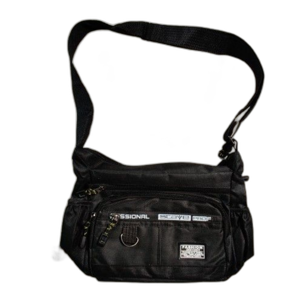 Black Tactical Crossbody Sling Bag Multi-Pocket Travel Chest Pack Adjust Strap